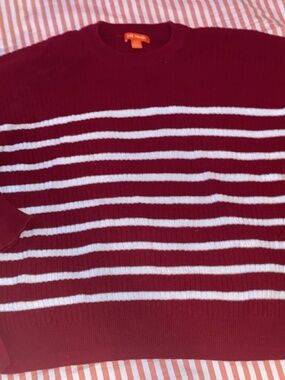 Women’s Large Red and White Winter Sweater